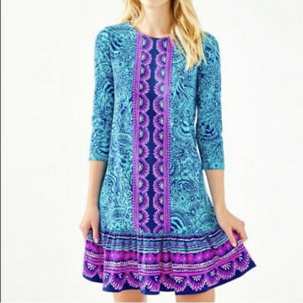 Lilly Pulitzer Ophelia Swing Dress Bermuda‎ Blue Ocean Motion size S